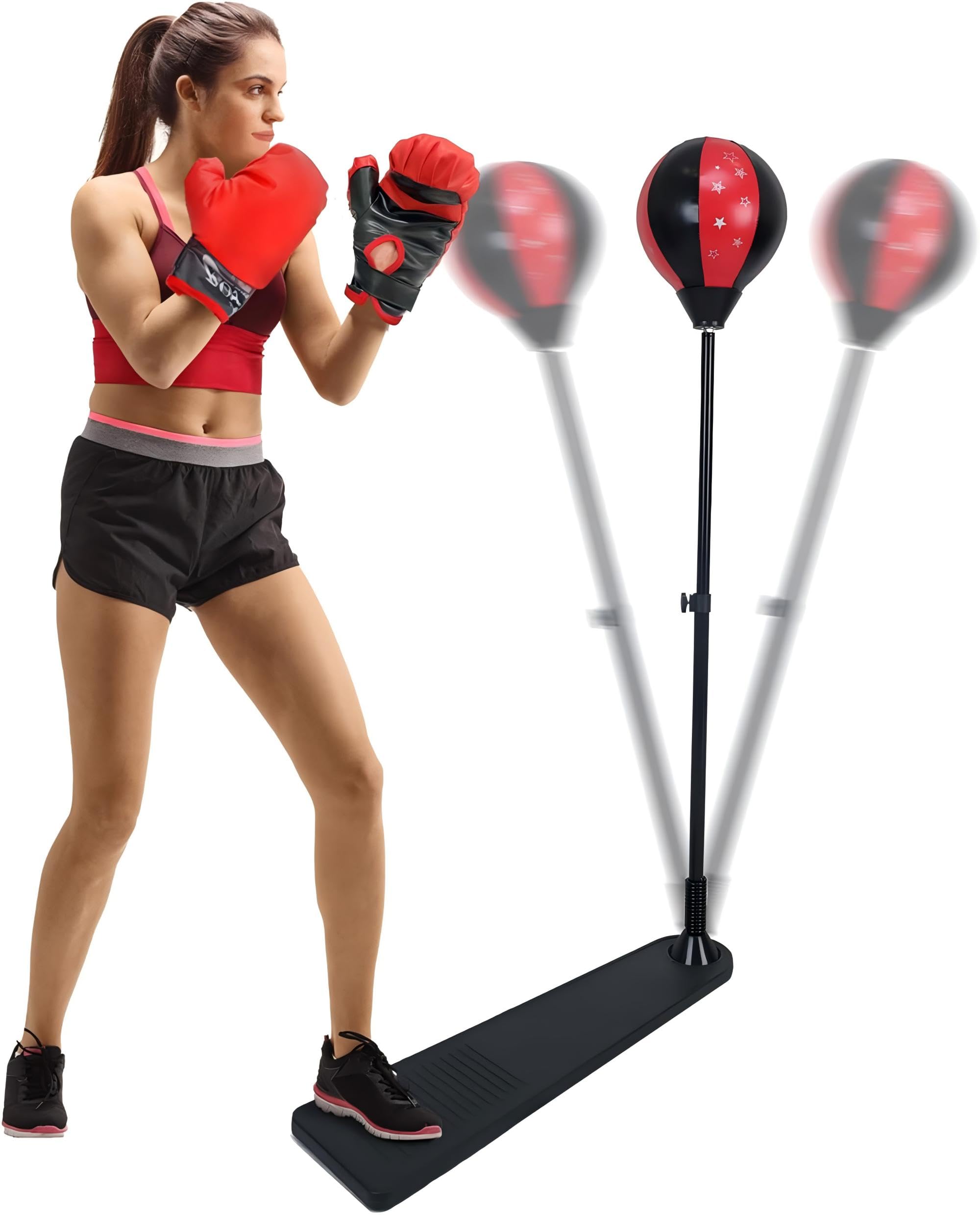 Elevon Punching Bag with Stand, Ajustable Height Punch Bag Stand with Gloves, Easy to Assemble Sports Training, 4ft x 12" – Multiple