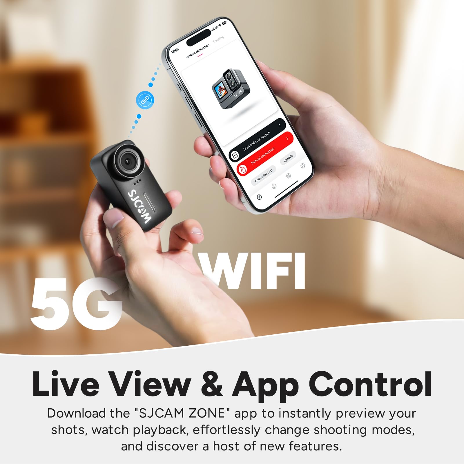 SJCAM C110+, POV 4K Pocket Action Camera,stabilizzazione a 6 assi, mini body cam, impermeabile, indossabile, POV portatile, Spkr e microfono integrati per vlogging (Combinazione magnetica-No Card)