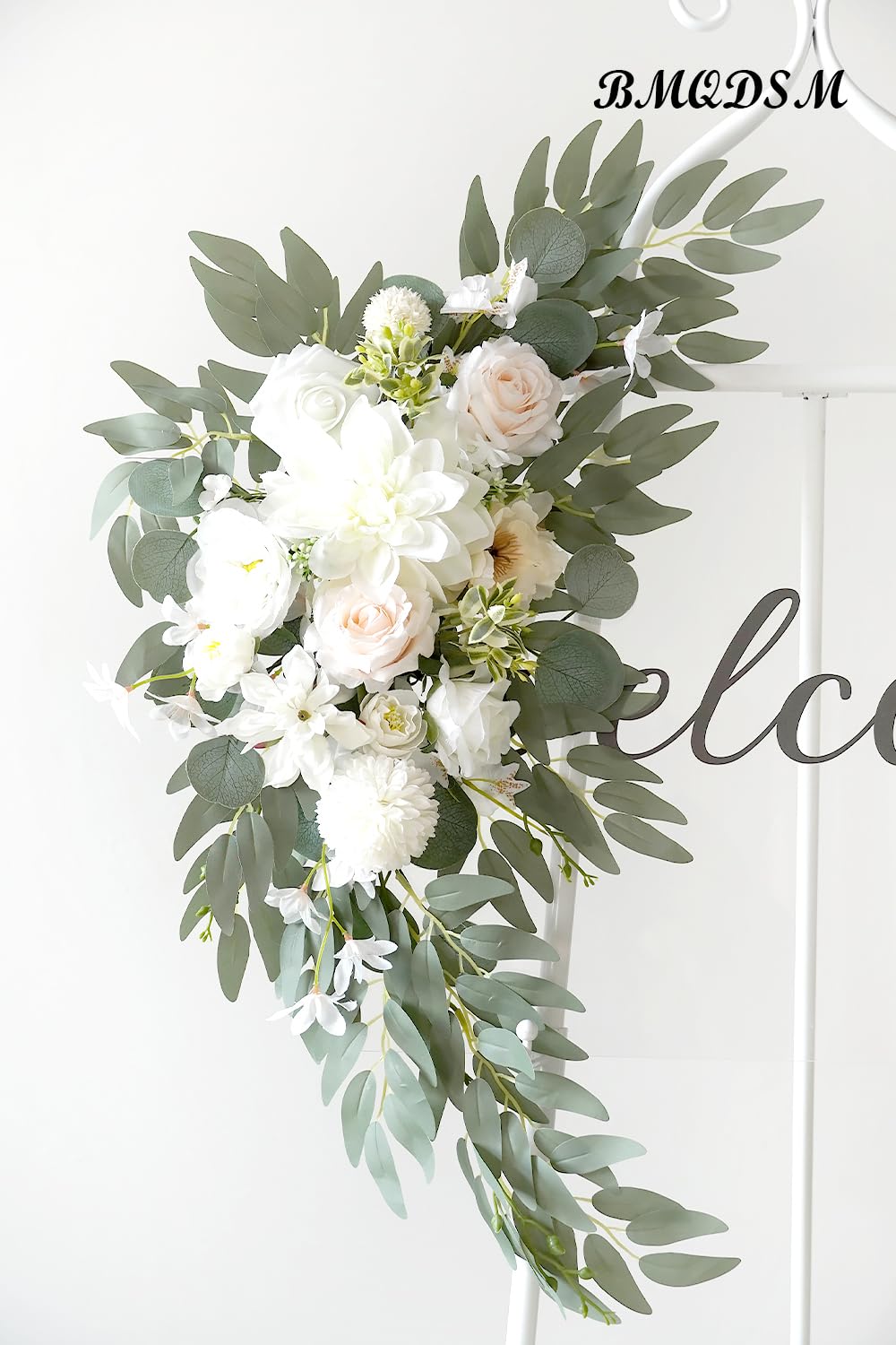 BMQDSM Artificial Wedding Arch Flowers Kit(Pack of 2) for Wedding Decor Ceremony and Reception Backdrop Decoration (White) - Image 3
