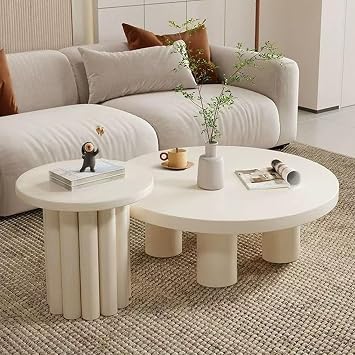Modern Wood Center Tables,Nesting Coffee Tables for Living Room,Small Tea Table for Sofa,Modern Wood Round Coffee Table,Small and Large