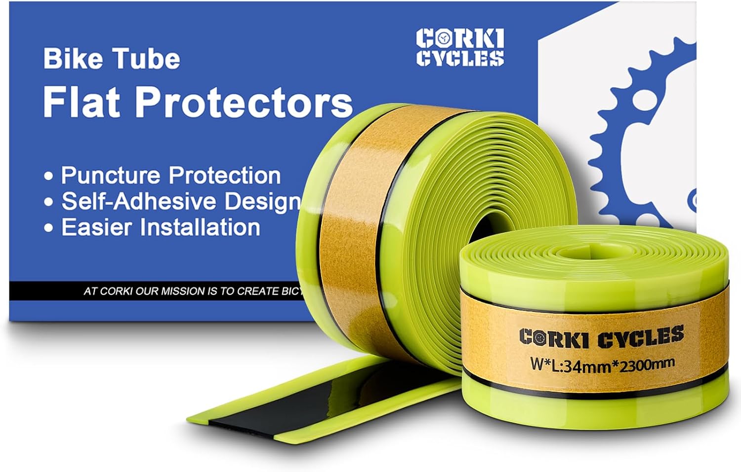 Bike Tube 26 x 1.75-1.95 Presta Valve with Puncture Proof Bicycle Tire Liners 34mm Width