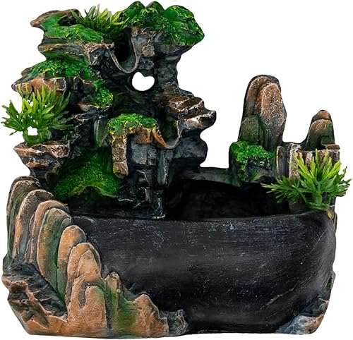 Vista 51 de Indoor Waterfall Fountain Tabletop Fountains with LED Lights,with Rolling Ball Atomizer,Lighted Illuminated Waterfall Indoor Small Rockery Desktop