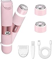 Suproamgo Glow Aura Electric Bikini Trimmer for Women - Waterproof Dual Head Painless Shaver for Underarms, Legs, Body, Pink