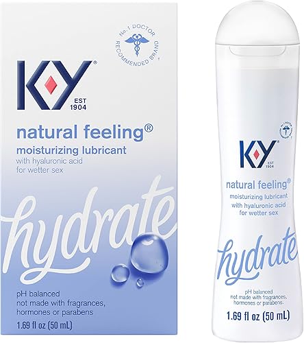 K-Y Sensación natural con ácido hialurónico, 1.69 fl oz, fórmula humectante a base de agua sin fragancias, parabenos, hormonas ni glicerina