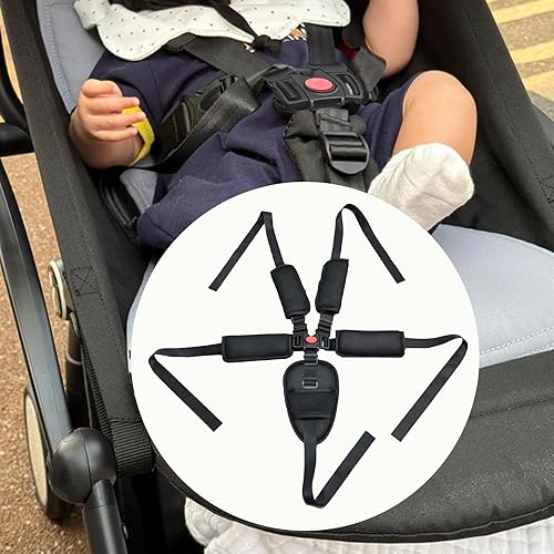 Miniatura 6 de 5 Point Harness Seat Belt for High Chair,Universal Seatbelt Crotch Cushion Shoulder Pads