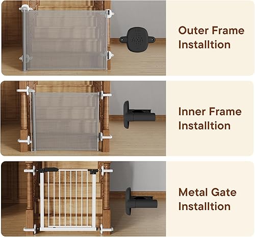 Miniatura 6 de Adaptador de barandilla para puerta de bebé, 2 piezas aplicado a puertas de malla y hierro, para barandillas cuadradasredondas, protector de