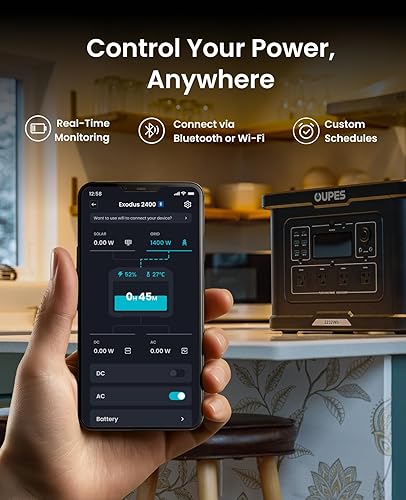 Miniatura 6 de OUPES Estación de energía portátil Exodus 2400 de 2400 W (2600 W, sobretensión 4500 W), generador de batería LiFePO4 de 2232 Wh, 0-80% de carga en