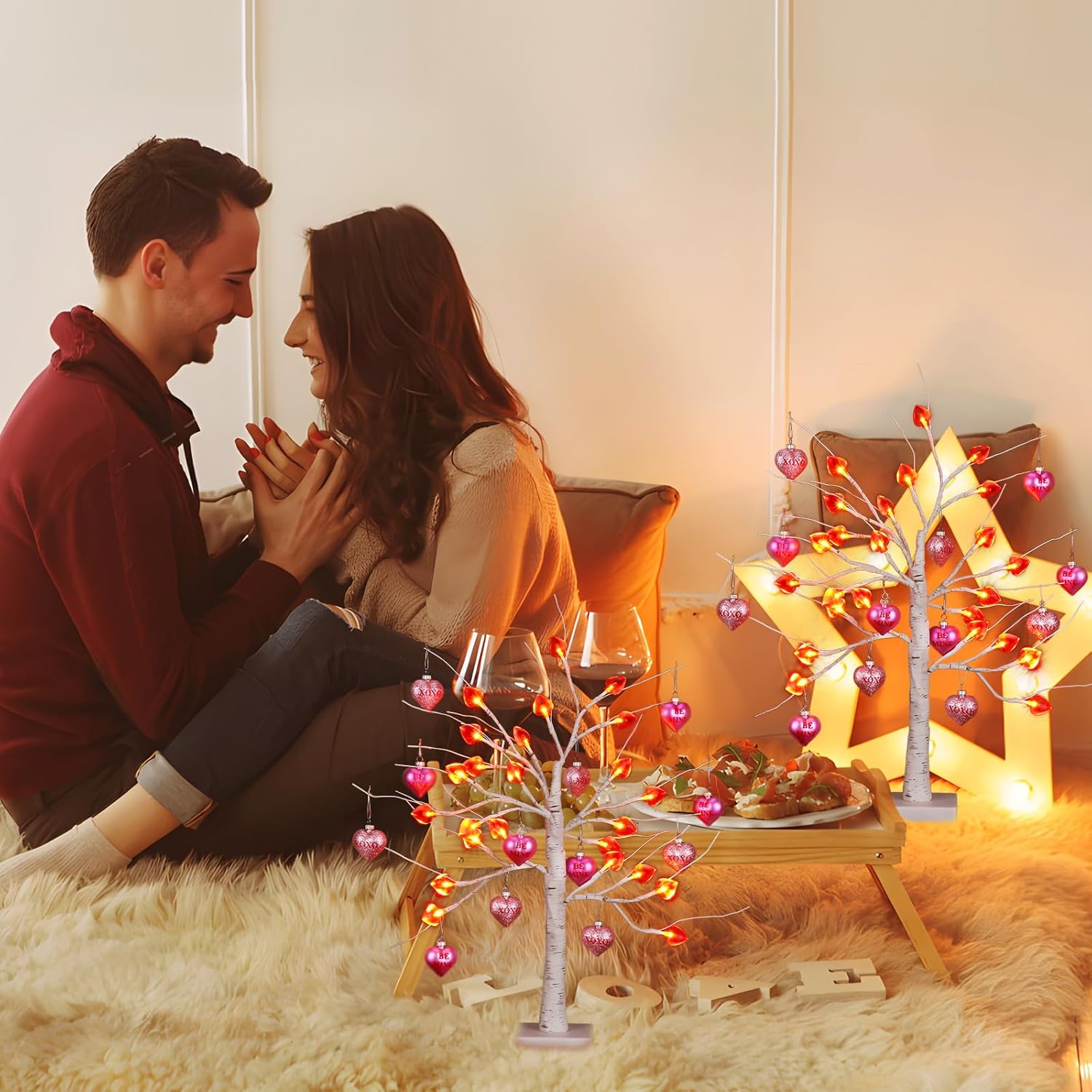 Paquete De 2 árboles De Abedul Iluminados De 2 Pies, 36 Luces LED De Color  Blanco, image size:1500x1500