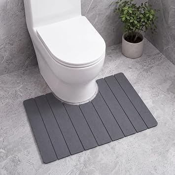 Foldable Diatomite Stone Toilet Rug U-Shaped, 24"15", Dark Grey