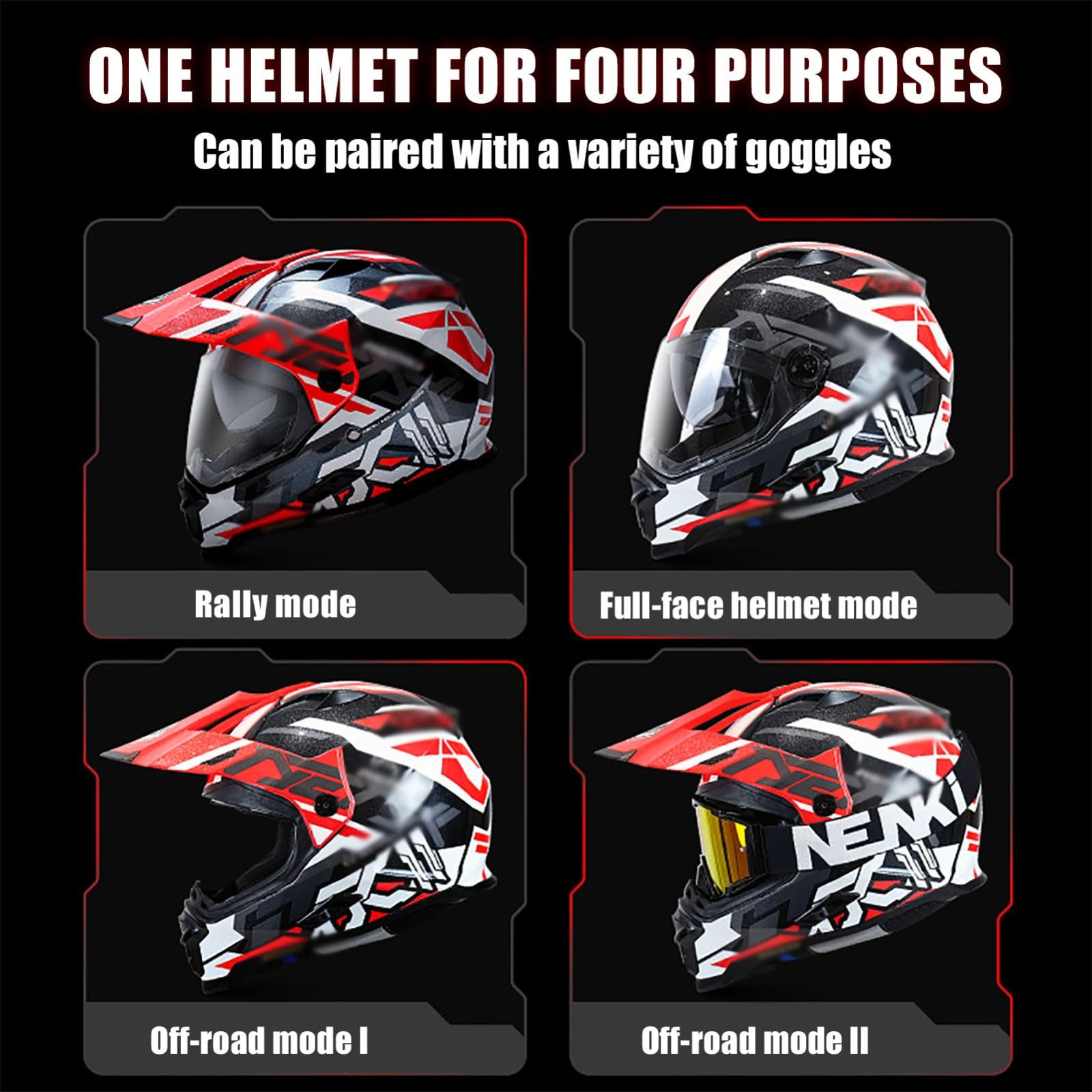 Kask motocrossowy dla dorosłych, integralny kask motocyklowy do Offroad, homologacja ECE 22.06, downhill, quad, enduro, wyścig, kask motocyklowy z wizjerem