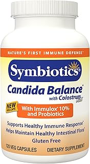 Symbiotics Candida Balance Colostrum Plus 120ct Veg Caps - Immunity Support for Adults - Lactoferrin Supplement & Colostru...