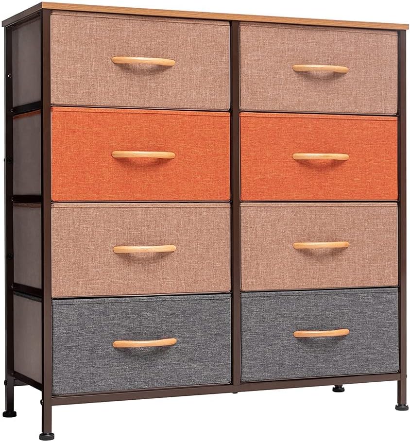 Crestlive Products Fabric Dresser for Bedroom, Storage Tower with 8 Drawers, Organizer Unit for Bedroom, Hallway, Nursery, Entryway, Closets- Sturdy Steel Frame, Wooden Top, Easy Pull Fabric Bins (Mixed Colors) : Office Products