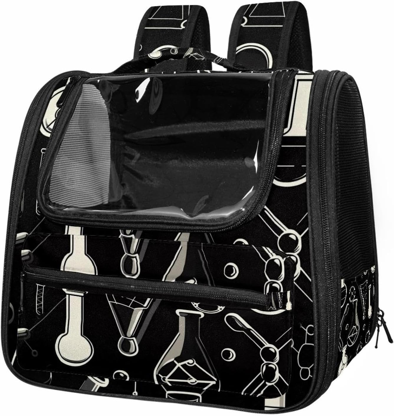 Portable Travel pet Backpack Carrier Hamster Bag Small Dog cat Carrier Breathable Hang Bag, _Chemical and Scientific Pattern (2)