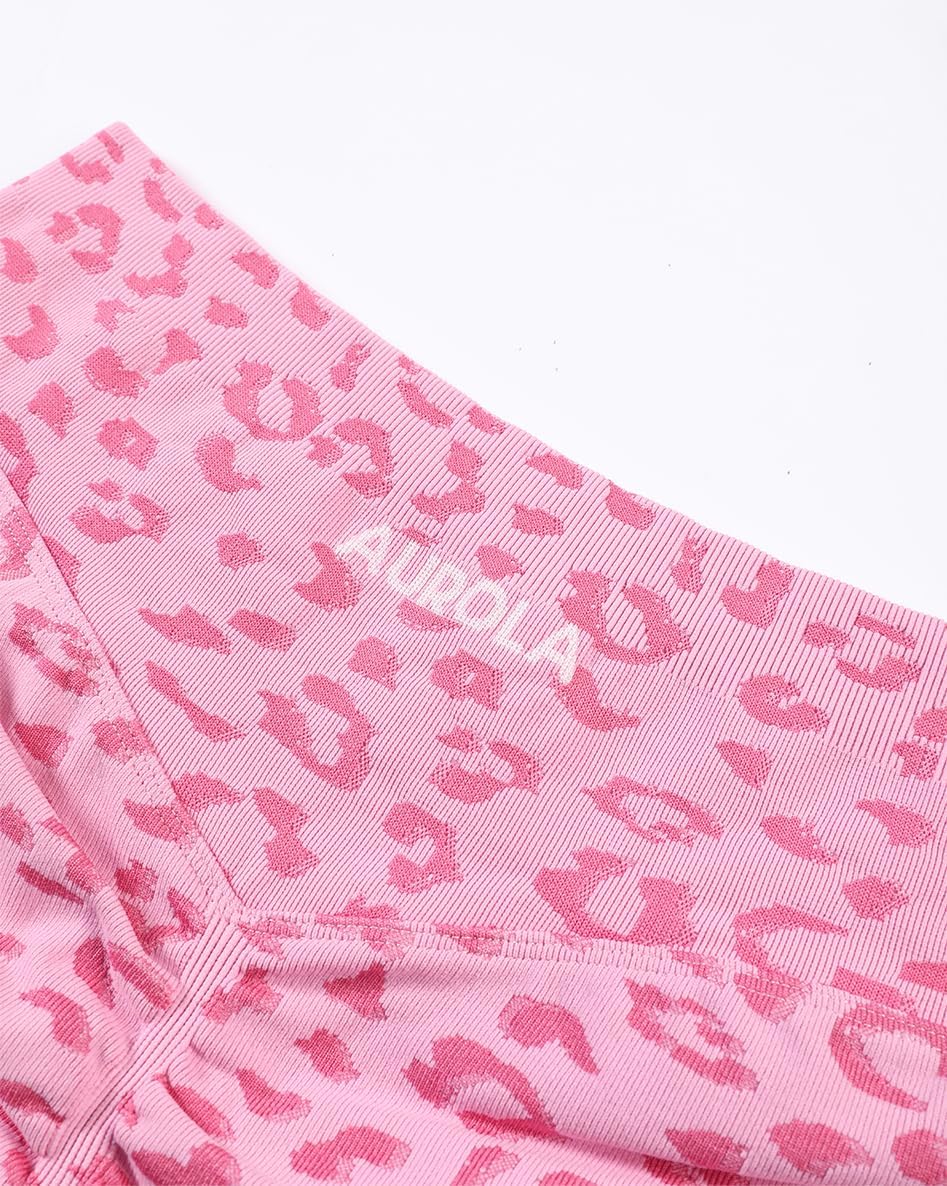 AUROLA Leopard Workout Shorts for Women,Gym Shorts Scrunch Butt Seamless Athletic Shorts