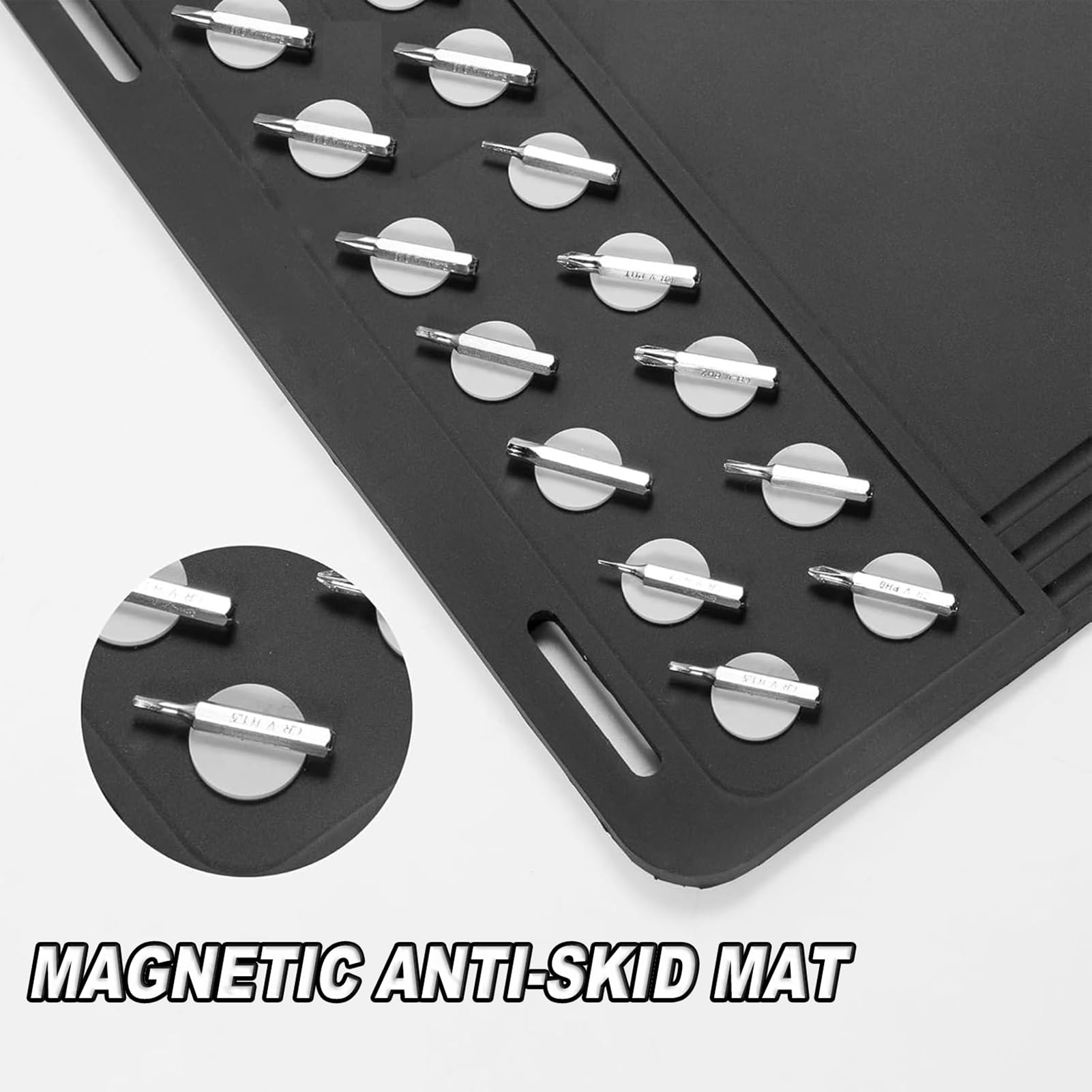 Waffenreinigungsmatte, Gewehrpistolen-Waffenmatte mit magnetischen Punkten, rutschfeste, ölbeständige Gummimatte, Reparatur-Werkbankmatte, magnetische Werkzeug-Reinigungsmatte, rutschfestes Design(Bro