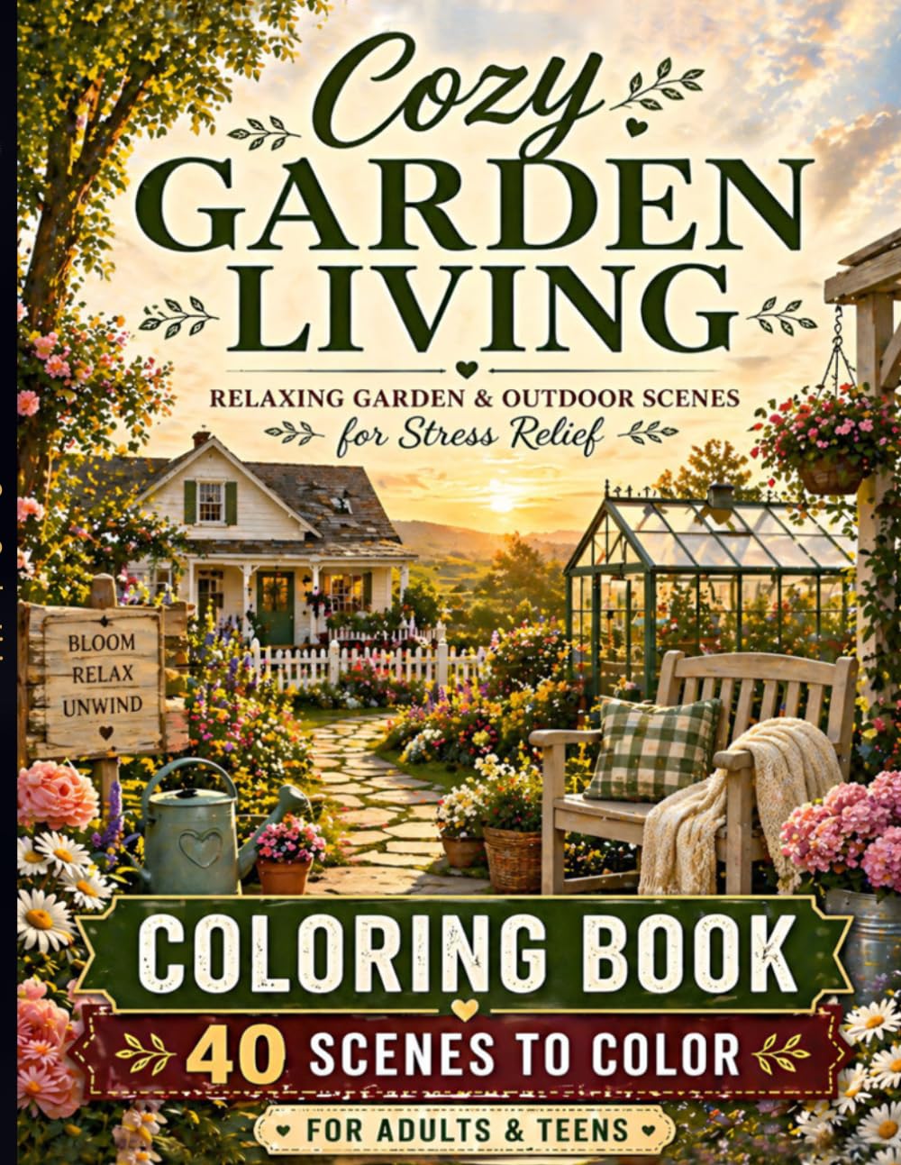 Cozy Garden Living: Relaxing Garden & Outdoor Scenes for Stress Relief (Cozy Haven Press Coloring Books)