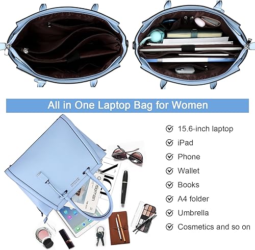 Miniatura 2 de Elegante bolsa de mano para laptop de 15.6 pulgadas para mujer, bolso de viaje para computadora con correa larga para el hombro