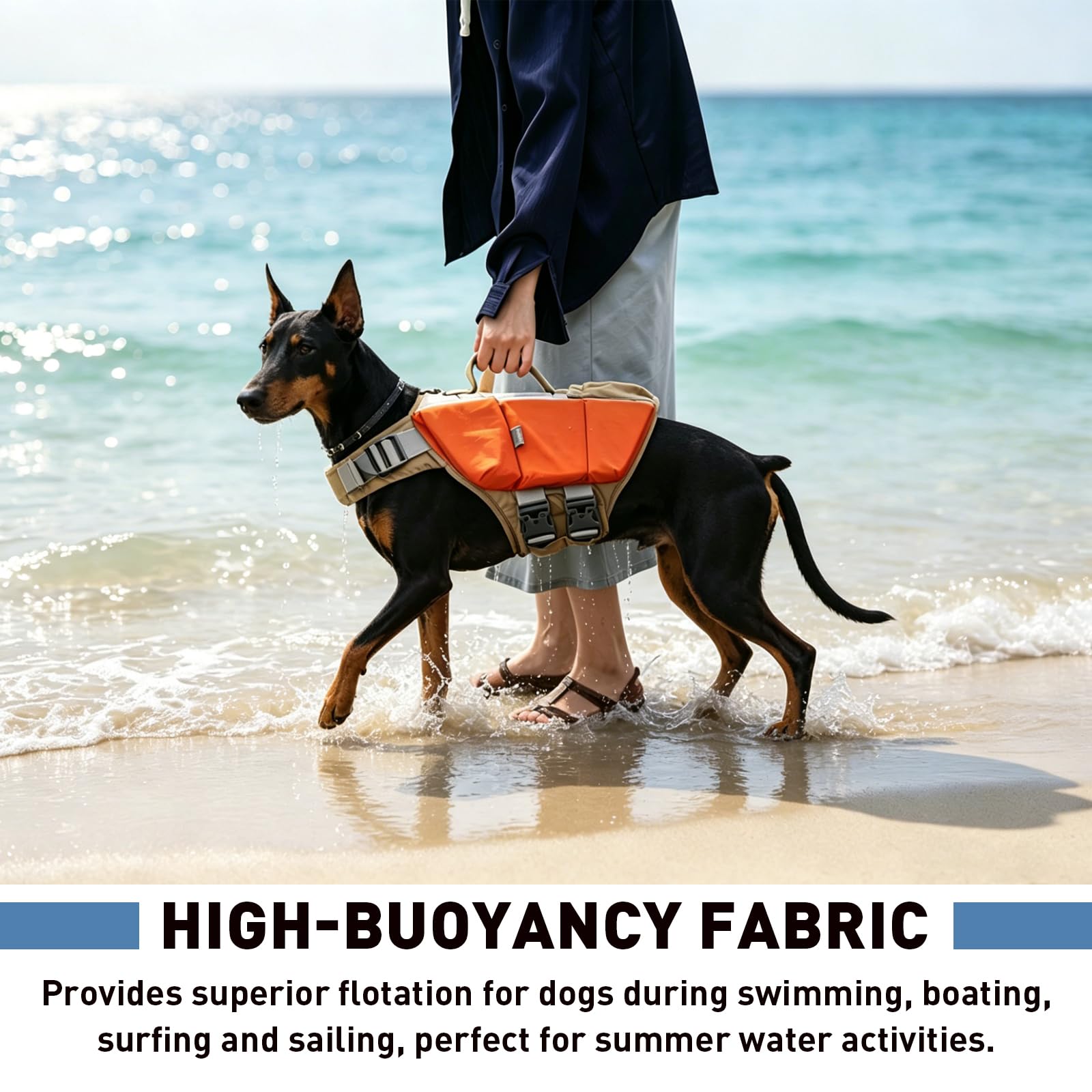 Chaleco salvavidas para perros, chaleco de alta flotabilidad para perros de hasta 90 libras