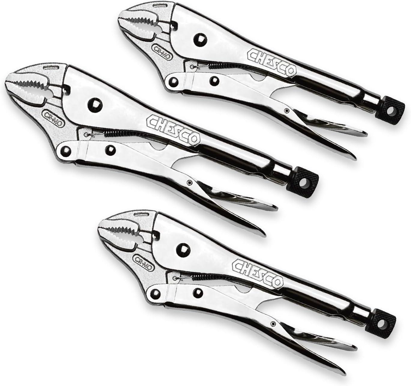 CHESCO 10-Inch Curved Jaw Locking Pliers with Wire Cutter, Torque-Boost Adjustment Design, Pro-Grade Induction-Hardened Jaws, Heavy-Duty Cr-Mo Steel Vise-Grips (1 Piece)