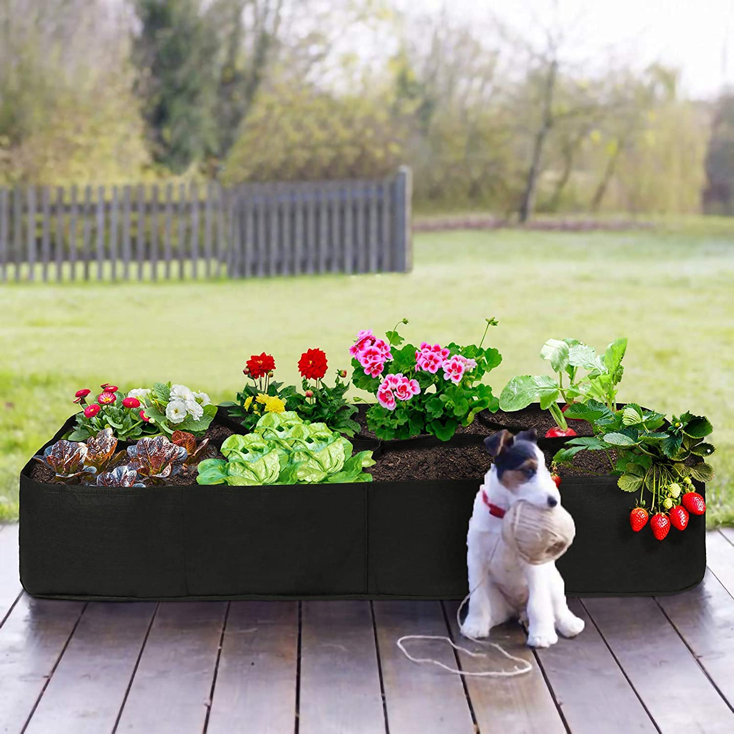 Jardinière Surélevée En Tissu Avec 8 Cases - 120x60x30 Cm, Idéale Balcon Et Terrasse