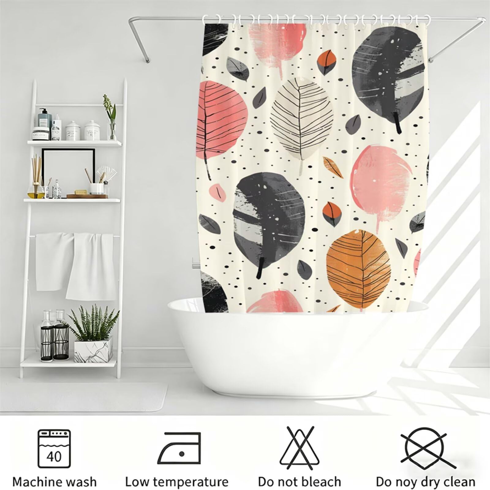 arancione Tenda Doccia, Tenda per Doccia Tessuto Poliestere Impermeabile Asciugatura Rapida con 12 Anelli, Tende Finestra Bagno e Vasca Pieghevole per Angolare Casa Shower Curtain moderno J-371