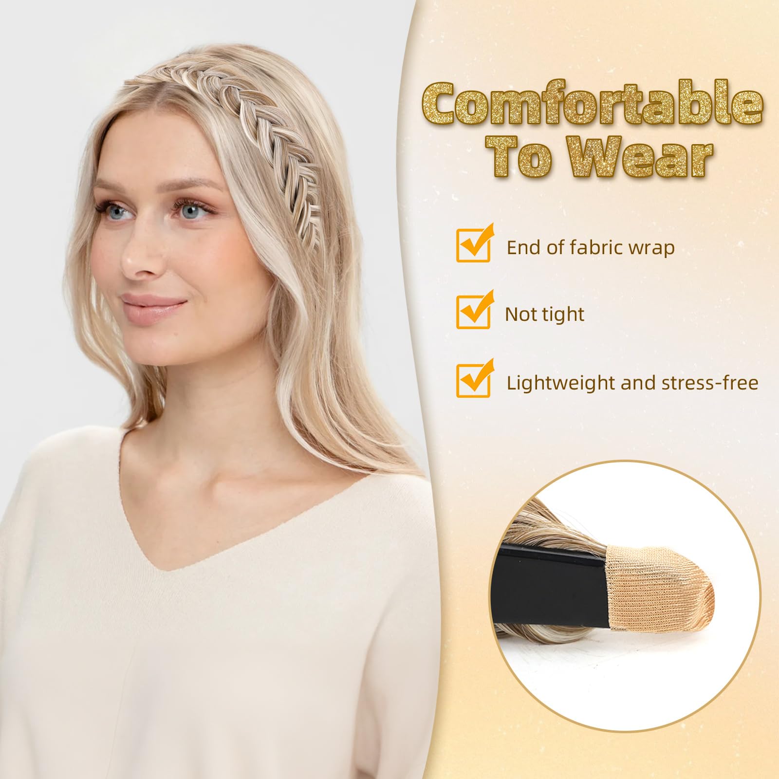 Elailite Haarband, gevlochten haarelastiek met haar, dames, haarstukjes, knot, vlechten, extensies, hoofdband, breed, 1,5 cm, S vlecht, haarband, verstelbare hoofdband, haaraccessoires, 27 g Elailite Haarband, gevlochten haarelastiek met haar, dames, haarstukjes, knot, vlechten, extensies, hoofdband, breed, 1,5 cm, S vlecht, haarband, verstelbare hoofdband, haaraccessoires, 27 g