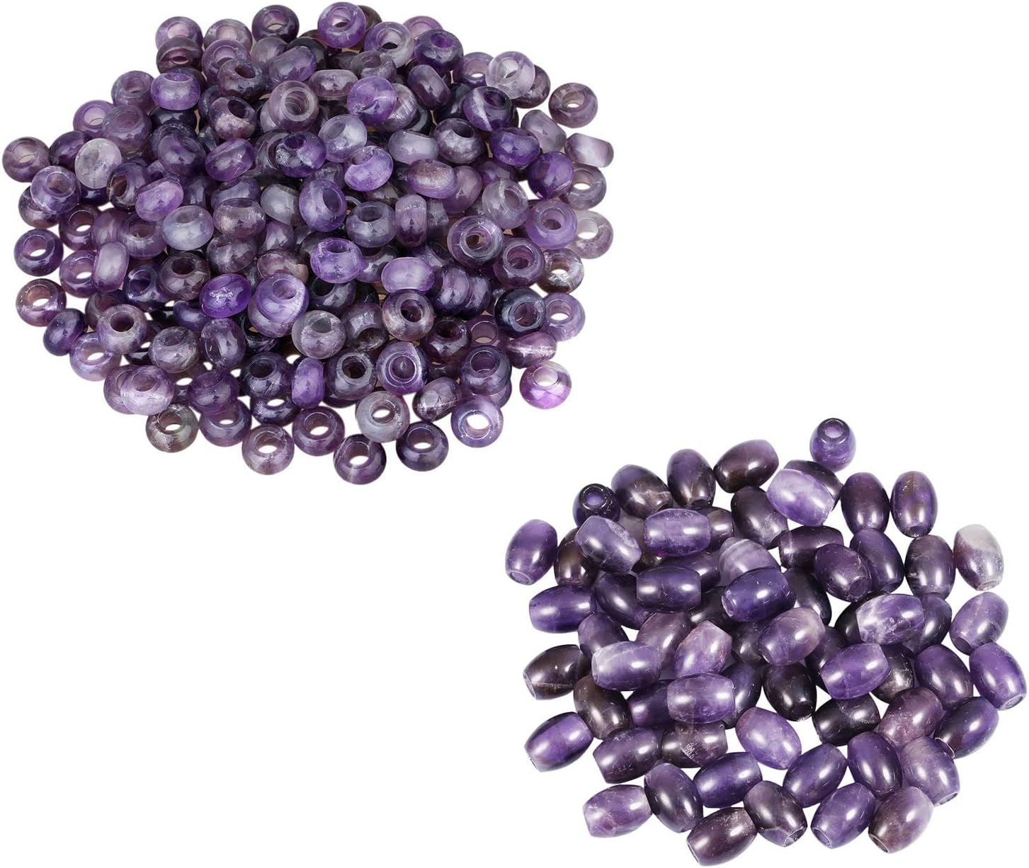 SUNYIK Pack of 2 6mm & 5mm Amethyst Large Hole Rondelle Loose Charms European Bead fits Bracelet Set of 20