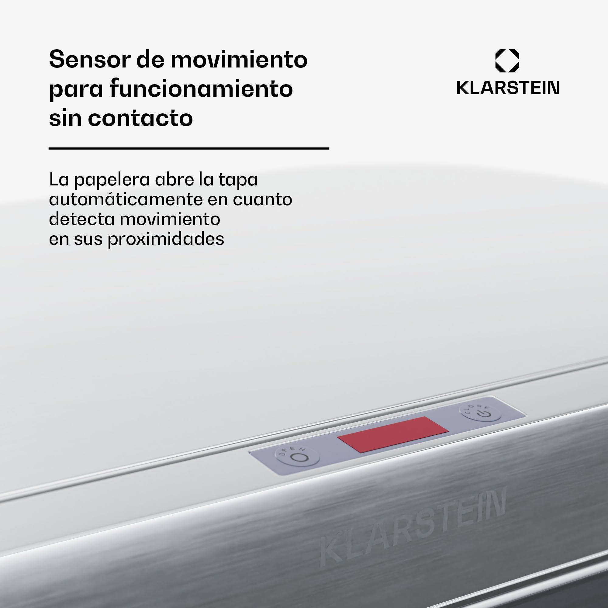 KLARSTEIN Cubo de basura cocina con sensor, 56L, 3 compartimentos para reciclaje, acero inoxidable, cierre suave, papelera cocina sin contacto