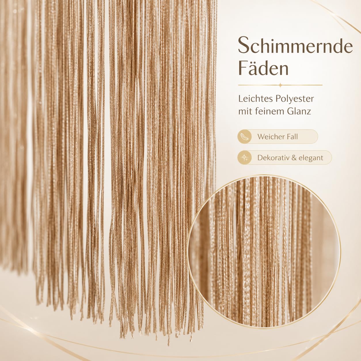Lot de 6 rideaux à fils, 100 x 200 cm, champagne, décoration de perles pour mariage, salon, décoration de fête