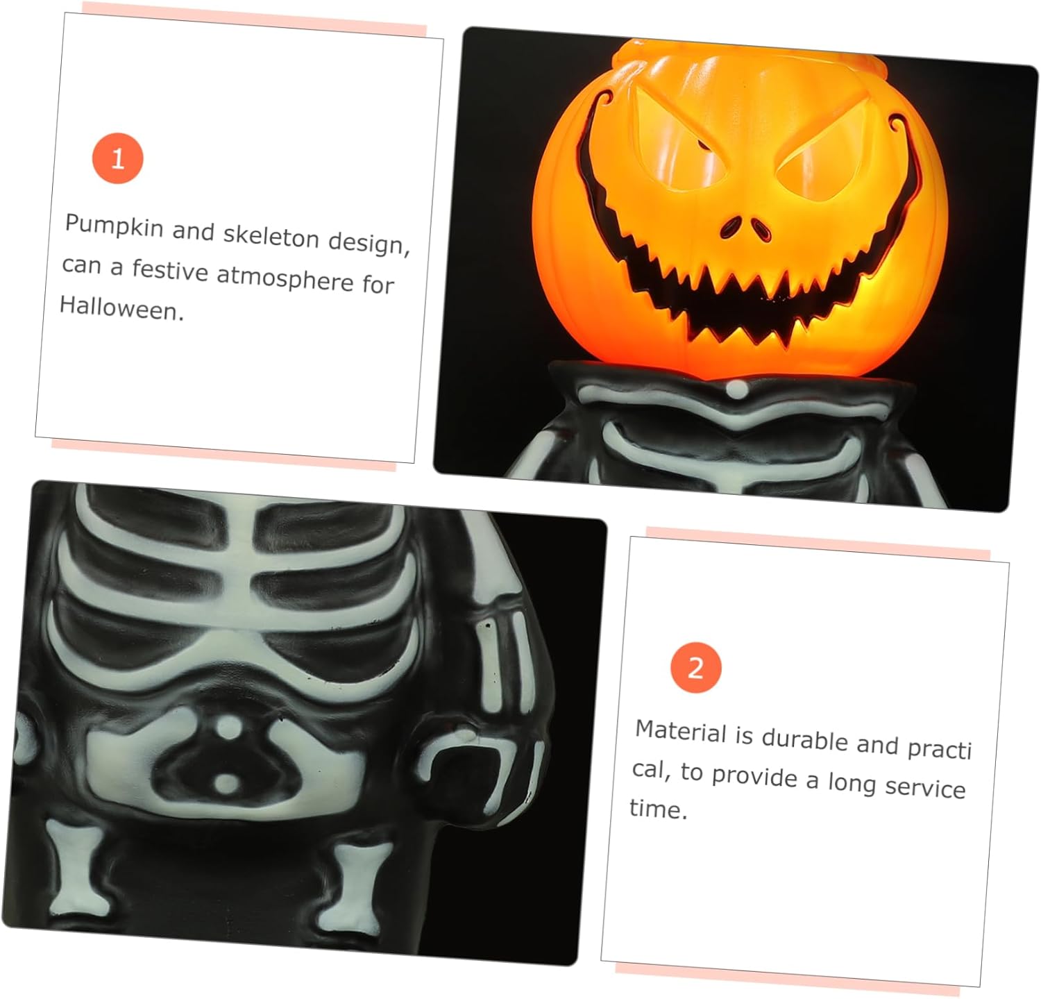 PRETYZOOM 1Set Halloween Pumpkin and Skeleton Lamp of Decorative LED Lights for Outdoor Garden Reusable and Halloween Scene Prop Friends and Family