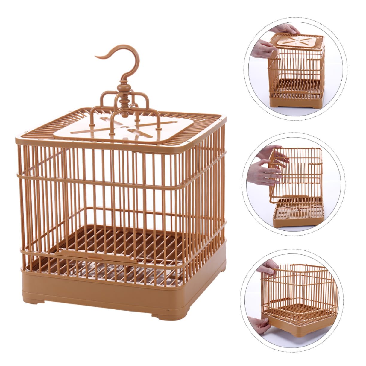 Cage Per Uccelli in Plastica Con Gancio Per Appendere E Base Rimovibile Palo Di Appoggio Per Giocare Adatto Per Pappagalli E Calopsitte Facile Da Pulire E Trasportare