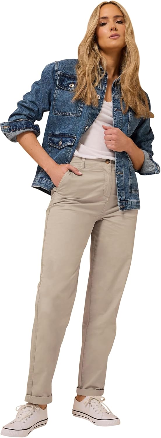 Long Tall Sally LTS Tall Cotton Straight Leg Chino Jeans Khaki