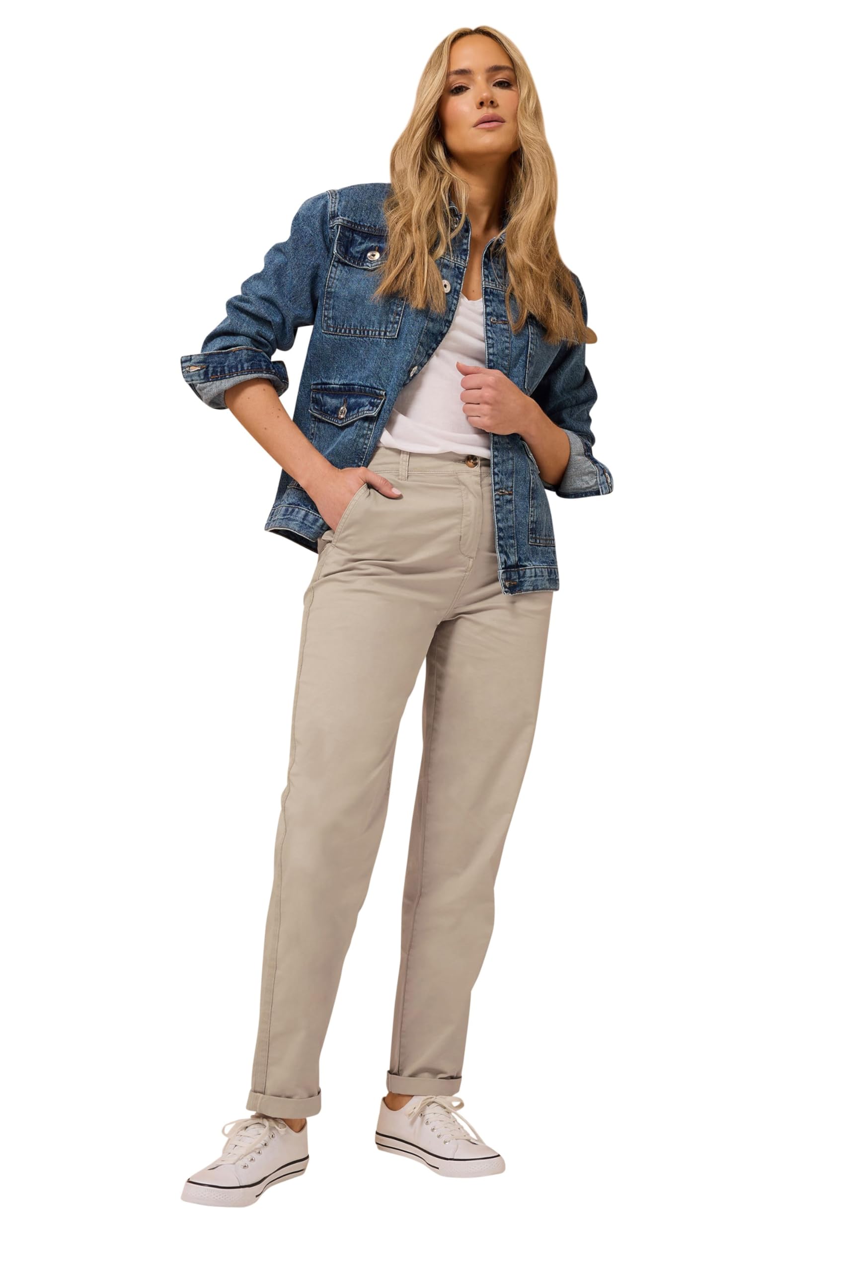 Long Tall Sally Women's Tall Straight Leg Chino Jeans in Stone | Size: 22L