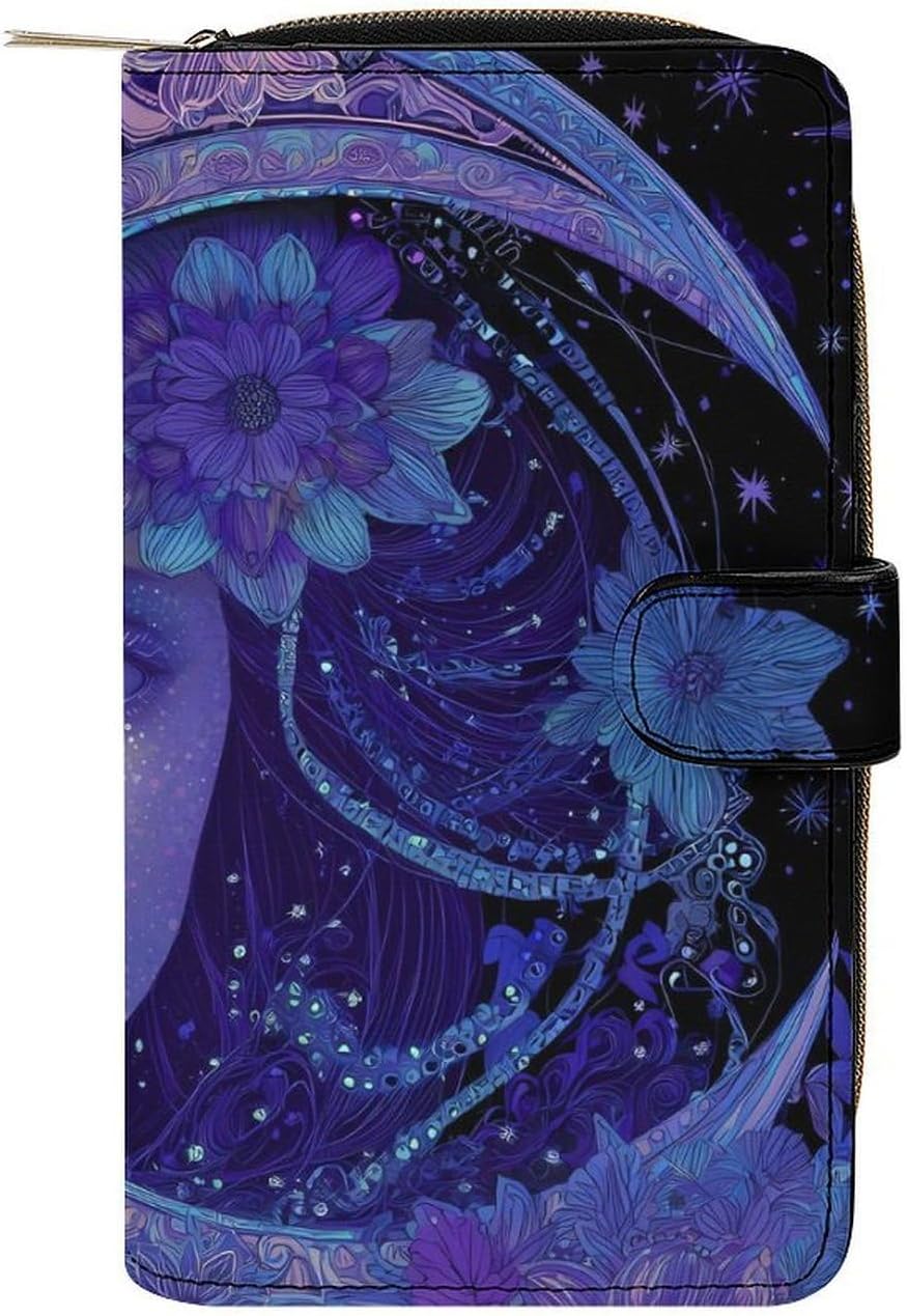 Mystical Goddess Moon Celestial Womens Wallet for Men Slim Purse Clutch Handbag with Card Holder