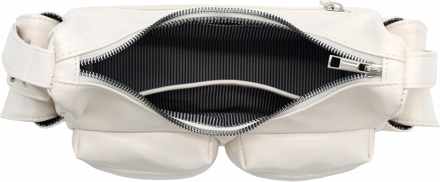 FashionPuzzle PU Leather Multiple Cargo Pockets Shoulder Bag - Image 6