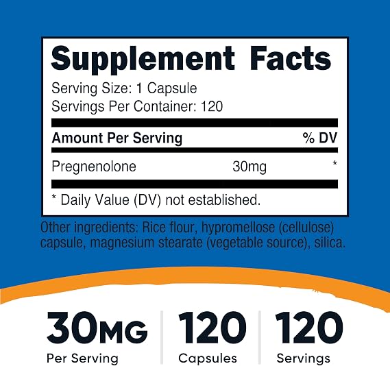 Nutricost Pregnenolone 30mg, 120 Capsules, Gluten-Free, Vegan Capsules