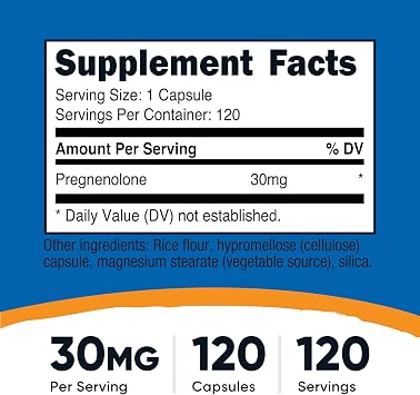 Nutricost Pregnenolone 30mg, 120 Capsules, Gluten-Free, Vegan Capsules