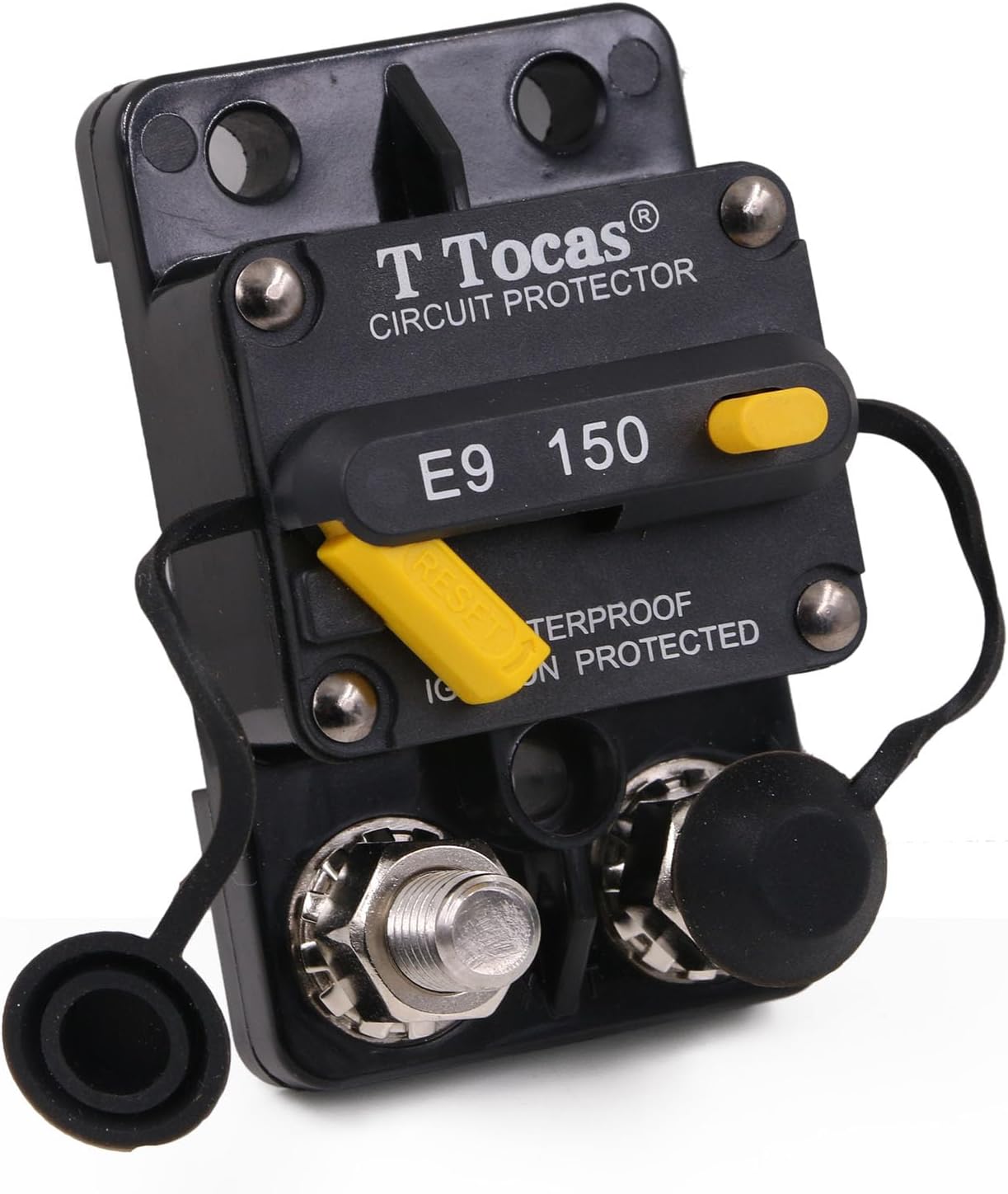 E9 3/8" M10 Studs 150 Amp Car Circuit Breaker with Manual Reset Switch 12V-48V DC for Marine ATV Trailer Vehicles Stereo Audio Electronic Battery Solar System 150A Waterproof