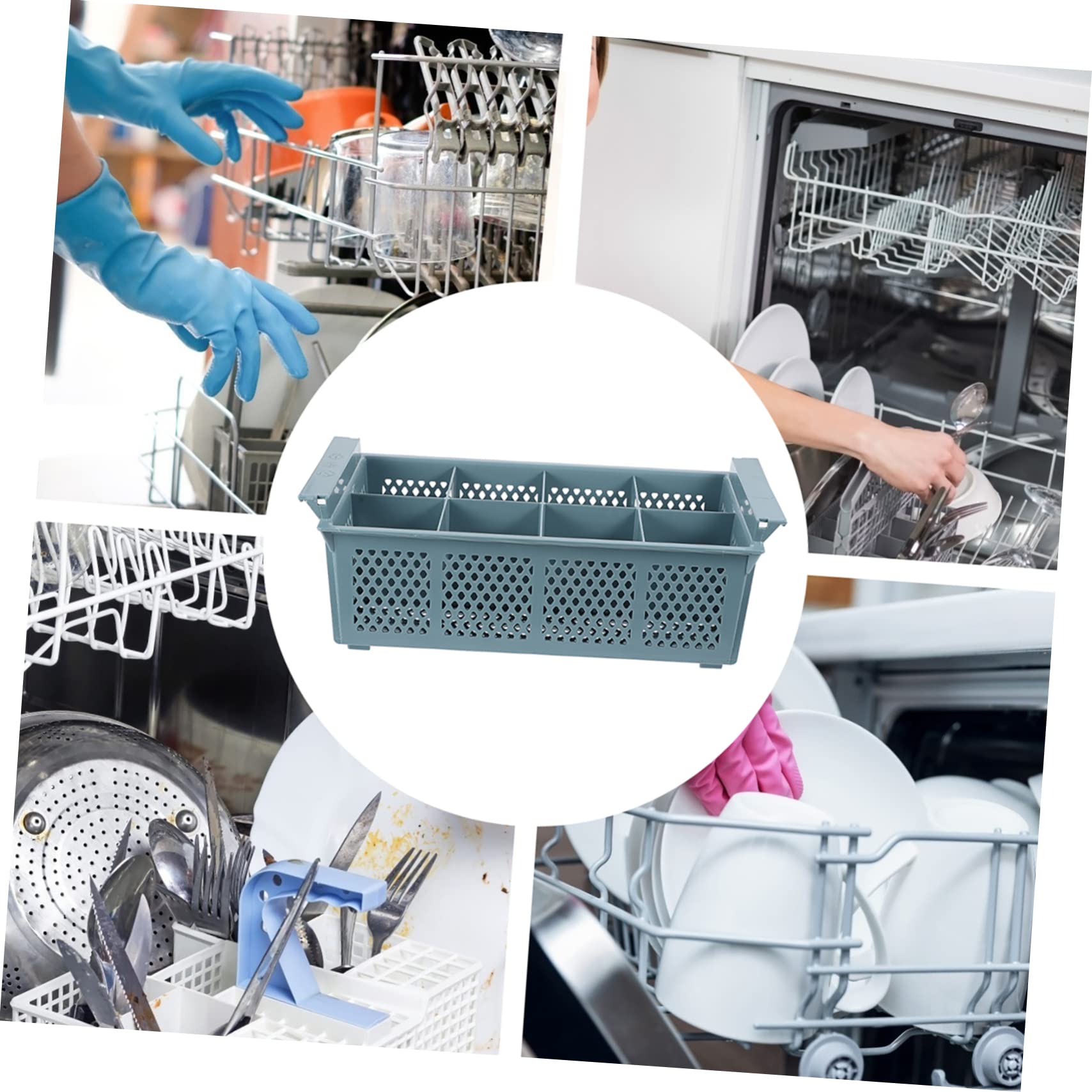 Cesta en 8 Plástico para Lavavajillas para Cubiertos de Almacenamiento Compartimentos Cocina Oficina