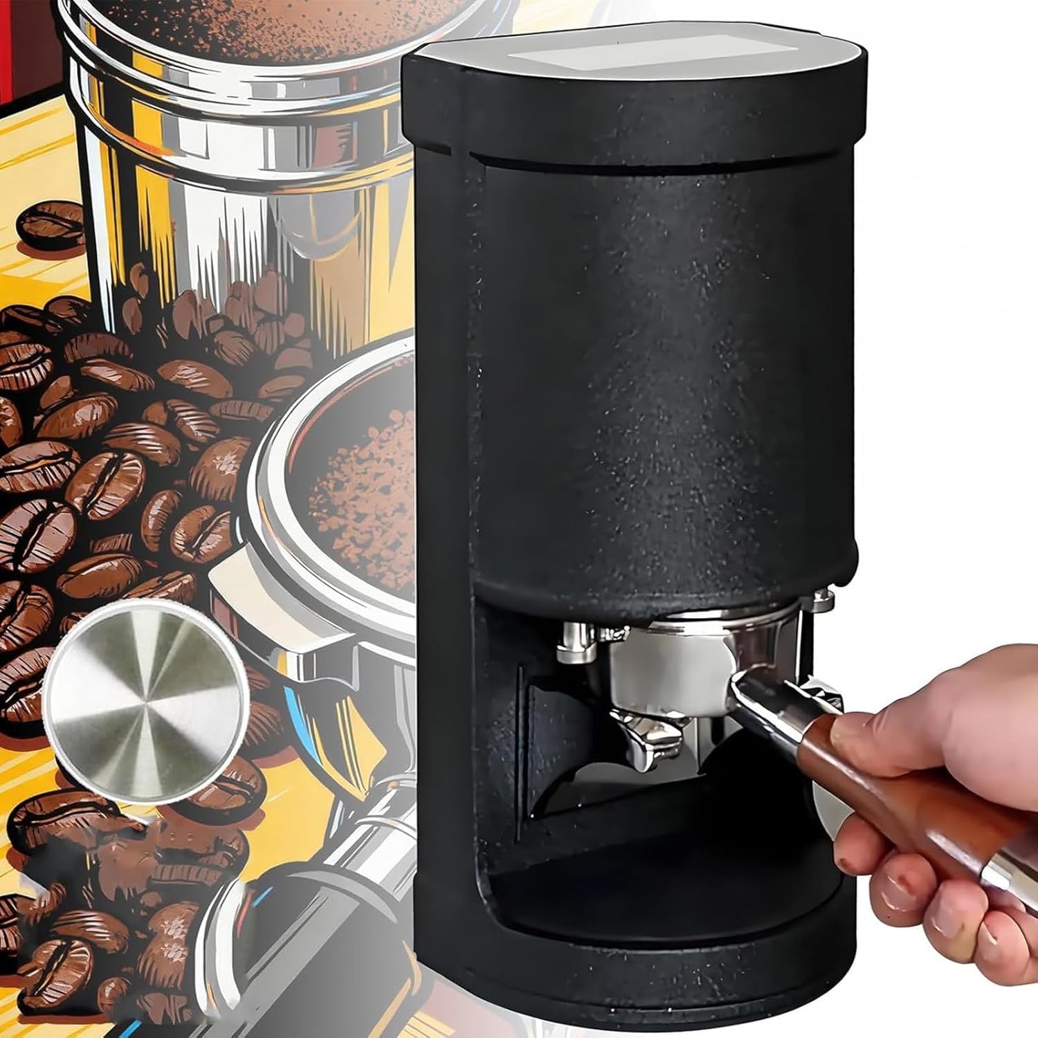 58mm Coffee Tamper Automatic Electric Bean Powder Press Machine For Expresso 10-30kg Pressure Adjustable Bracket Lift 1-3 Settings