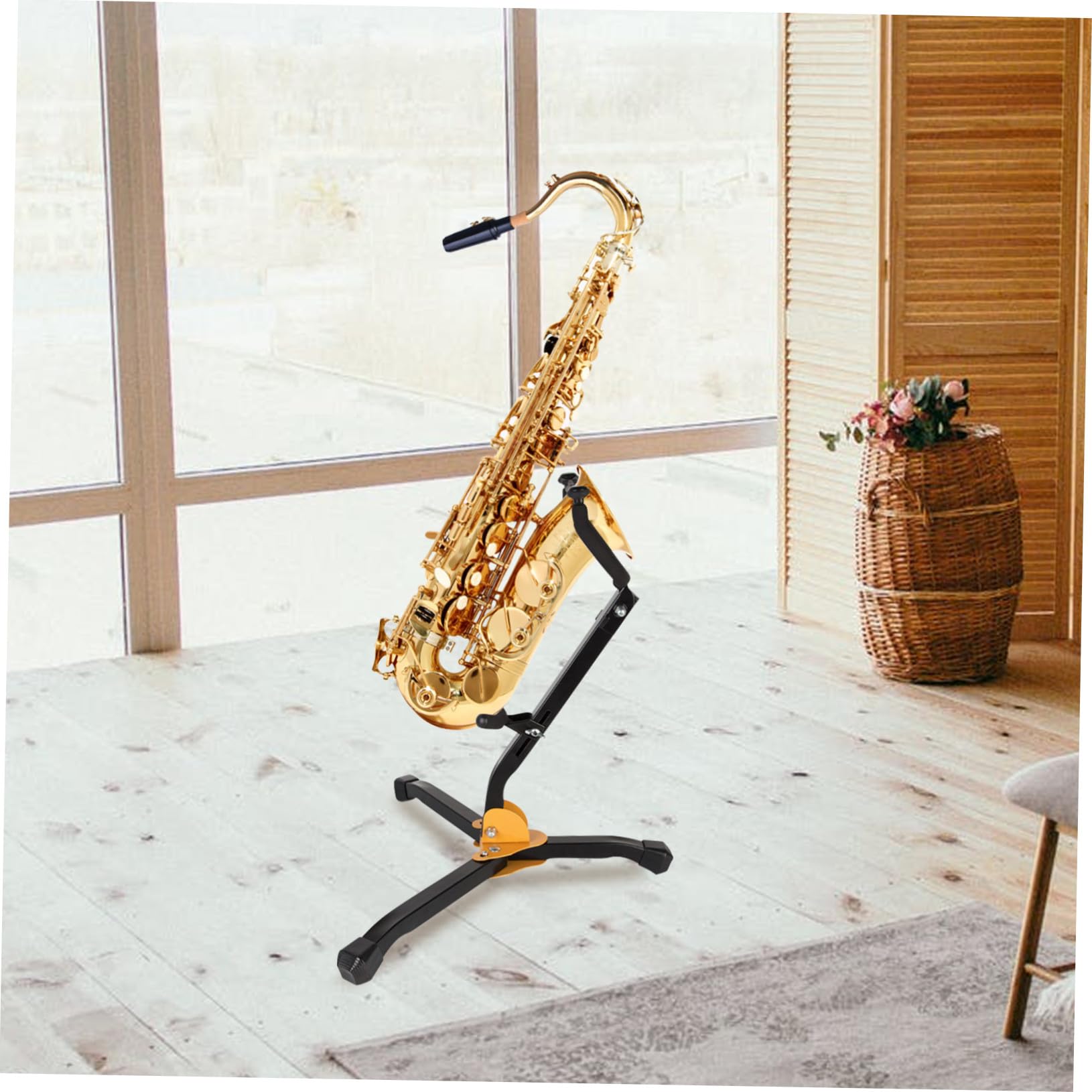 Gatuida Stabiler Faltbarer Saxophonständer aus Eisen mit Rutschfestem Abs und Schwamm für Altsaxophon und Tenorsaxophon Tragbar für Zuhause und Musikunterricht