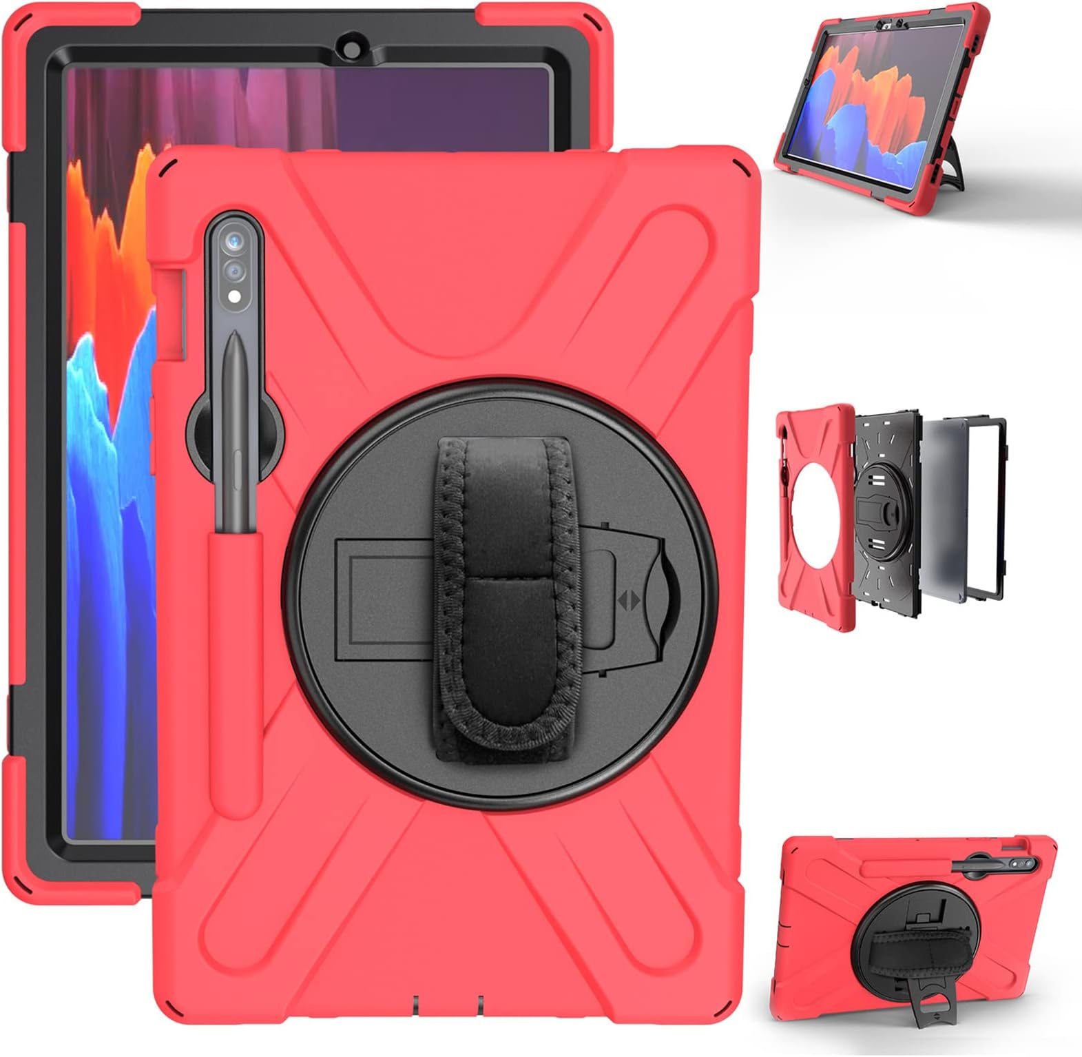 ORIbox Corsair Case for Samsung Galaxy Tab S8/ Tab S7 11", Heavy Duty Rugged Protective, 3 in 1 Shockproof Bumper with 360° Kickstand/Hand Strap
