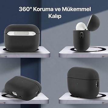 Minesk Airpods 4. Leather Skin Series Medium Hardness Silicone Case (Black, Airpods 4) with Fingerprint-Free Exterior and Excellent Protection