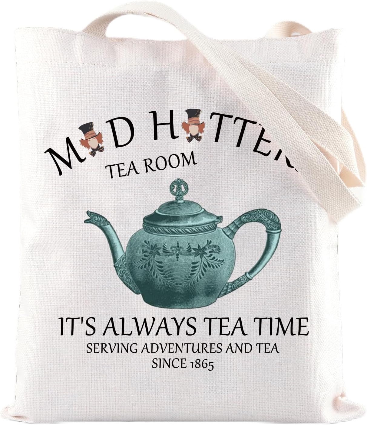 FOTAP Mad Hatters Merch Alice Tea Party Tote Bag - Tea Time Inspired Gift Bag