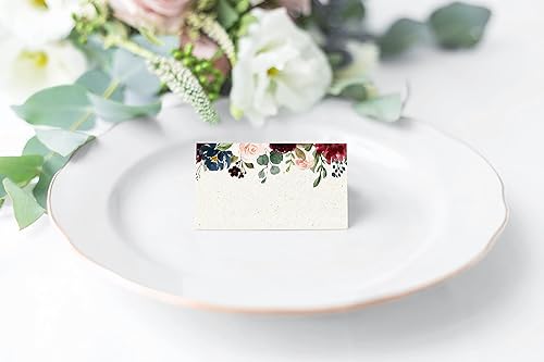 Miniatura 2 de Tarjetas de lugar rústicas burdeos, paquete de 100, tarjetas de asientos de boda, tarjetas de acompañantes, 2.5 x 3 pulgadas, puntuadas y listas