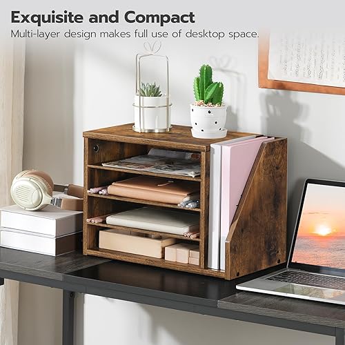 Miniatura 8 de HOOBRO Mail Sorter, Literature Organizer with Adjustable Shelves, Paper Organizer for Office, Home, Wood Countertop File Holders, Mails, Magazines,