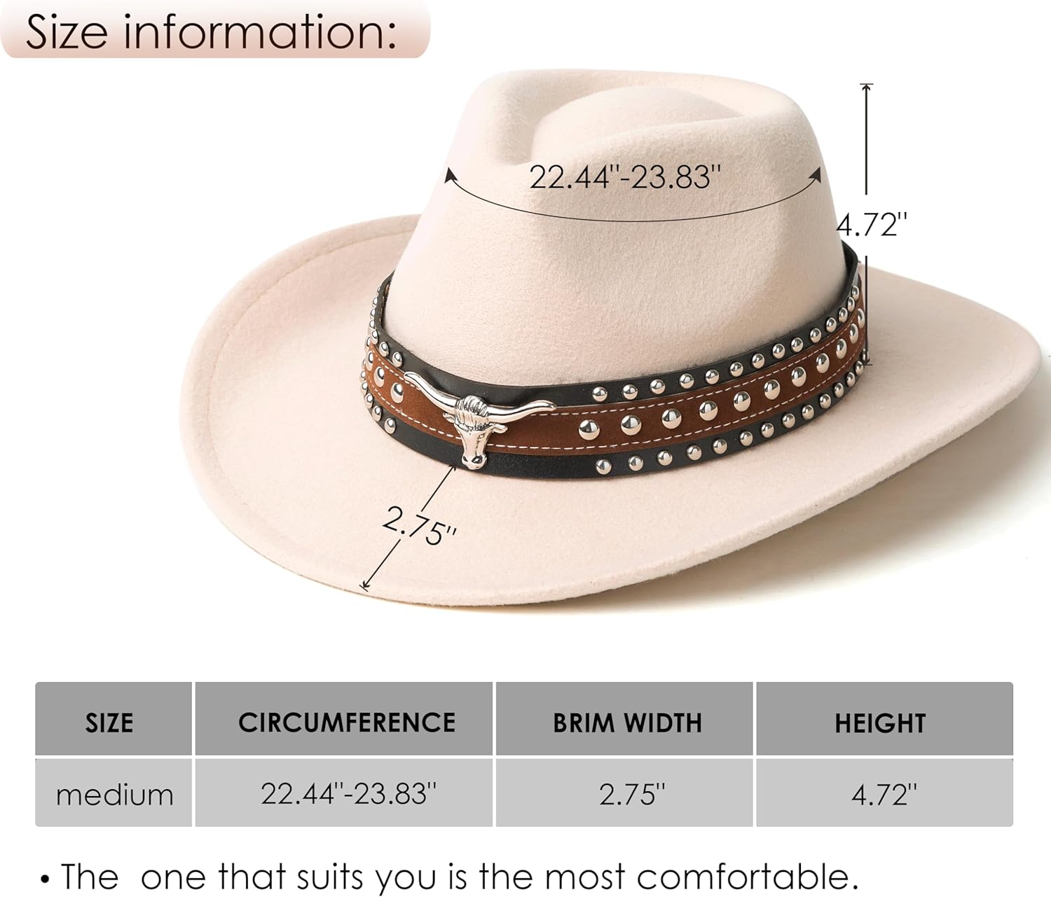 Classic Western Felt Cowboy Cowgirl Hat for Women Men Wide Brim Belt Buckle Cowboy Hat - Image 4