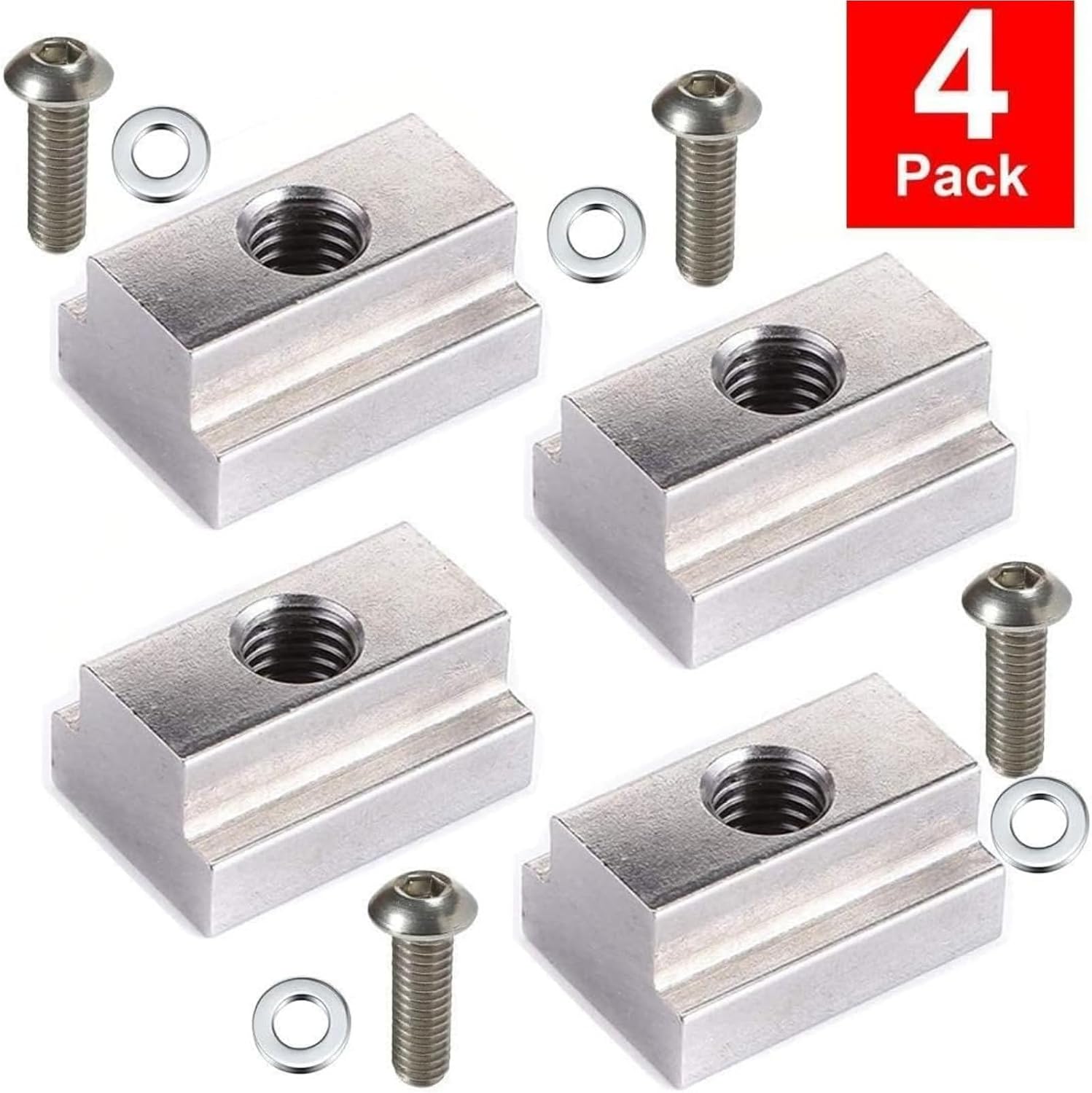 4 Kits Bed Rail Accessories fit for Toyota Tacoma Bed Cleats Tie Down Anchors Rings T Slot Nuts for Tundra Deck Rail Pick up Cargo Bolt on V Ring Truck Trailers Hook Bike Mount Washers and W/Screws