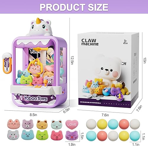 Miniatura 6 de Mini máquina de garras para niños, juguetes de unicornios para niñas, máquina expendedora electrónica de juegos de arcada con juguetes de peluche