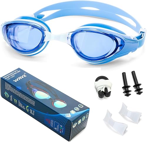 Miniatura 9 de WAVE Gafas de natación miope, gafas de natación miopes para adultos y jóvenes, marco de silicona cómodo con protección UV antivaho